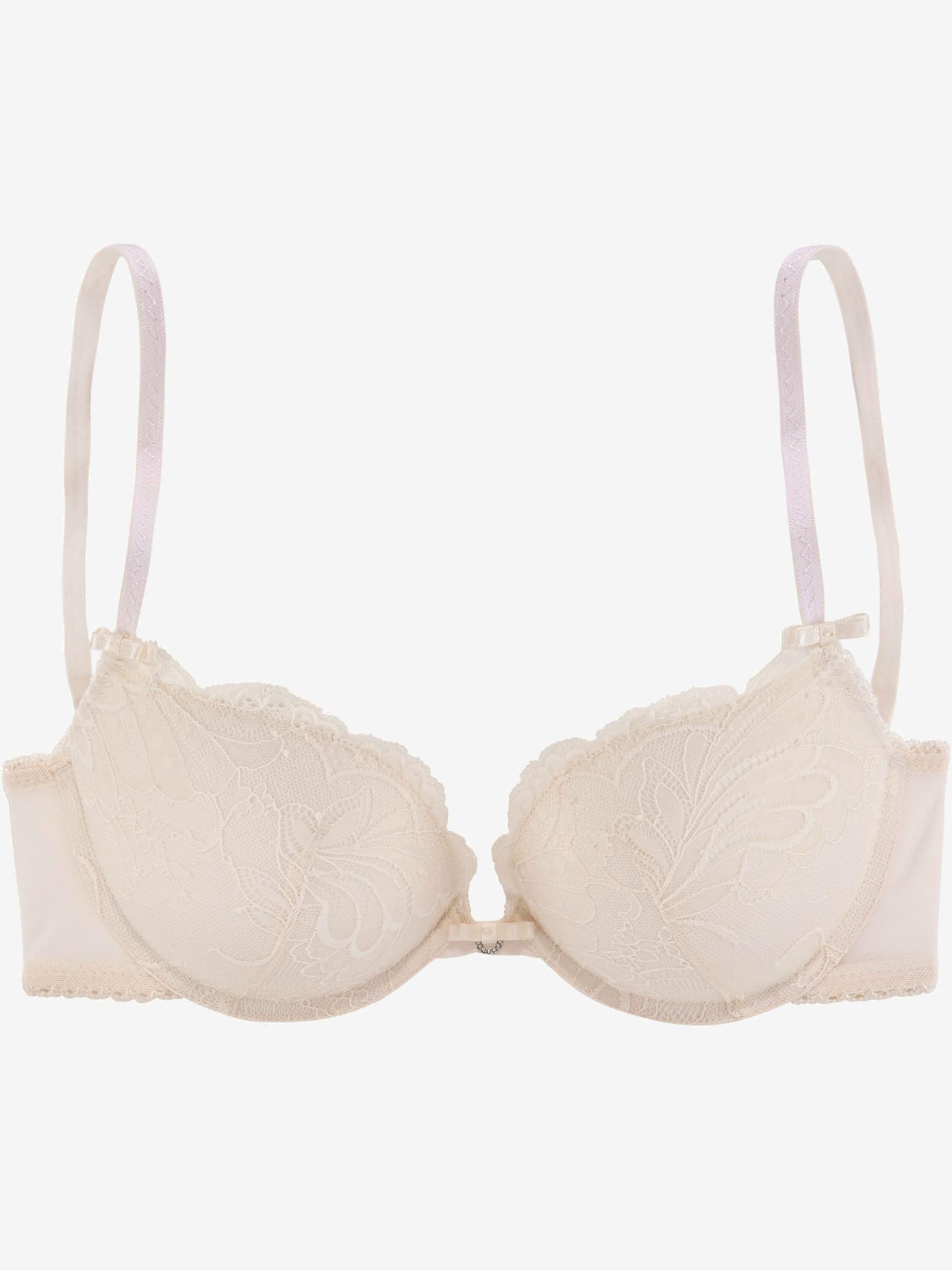 Soutien-gorge push-up féminin avec petits nœuds décoratifs au centre et sur les bretelles