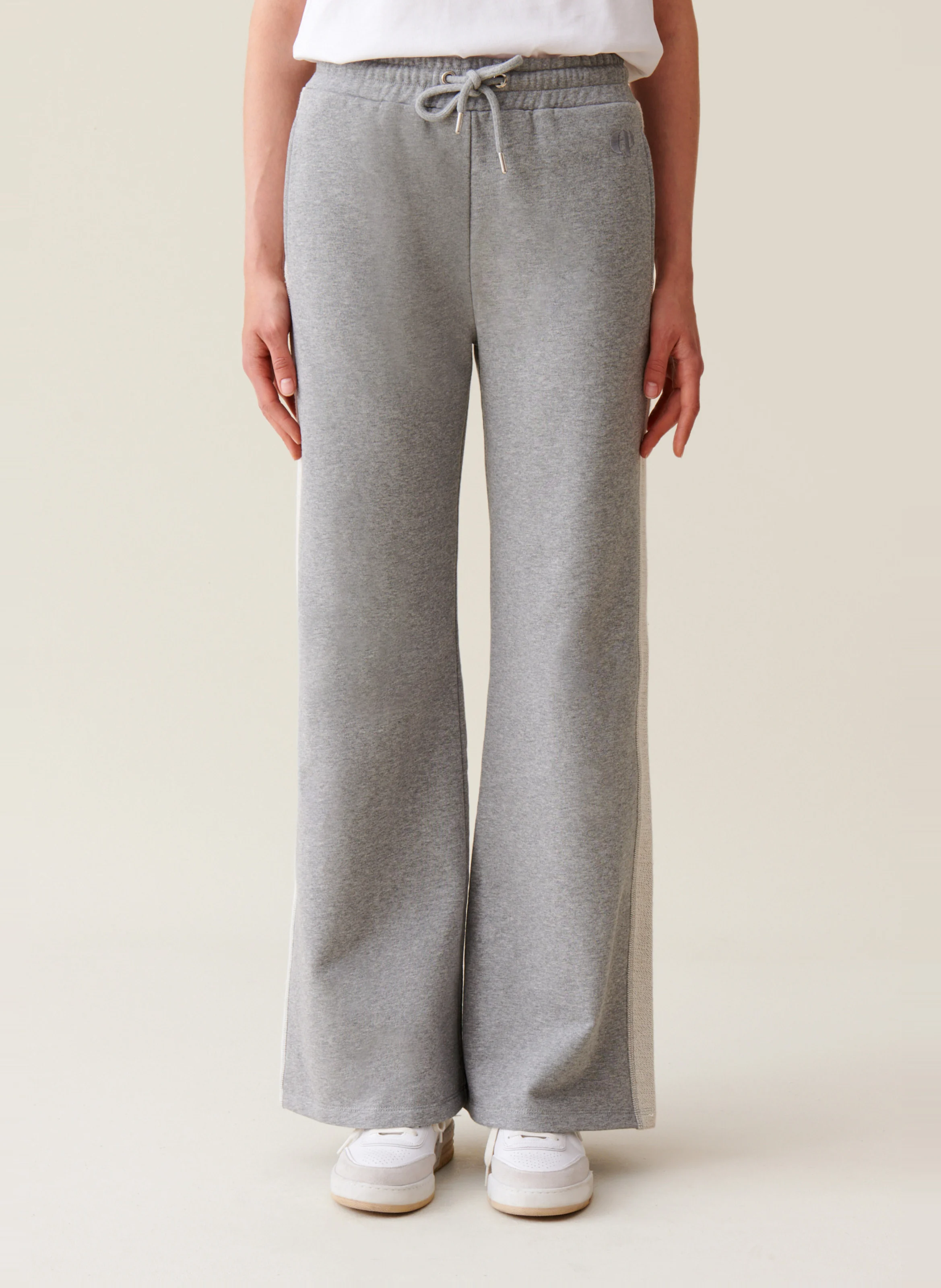 Pantalon jogging contrasté en coton | Gris