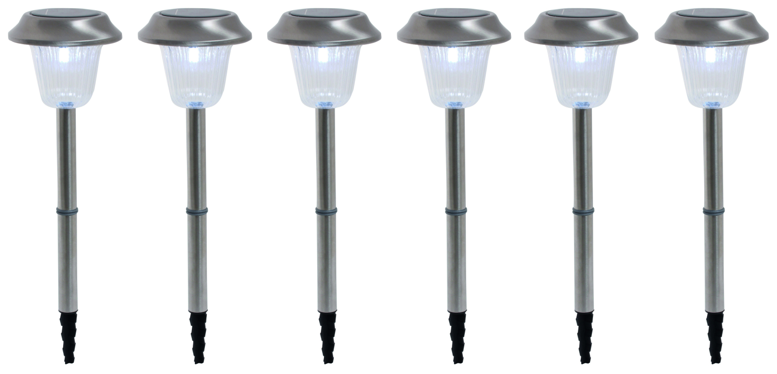 6er-Set Solar-LED-Erdspieß - stahl