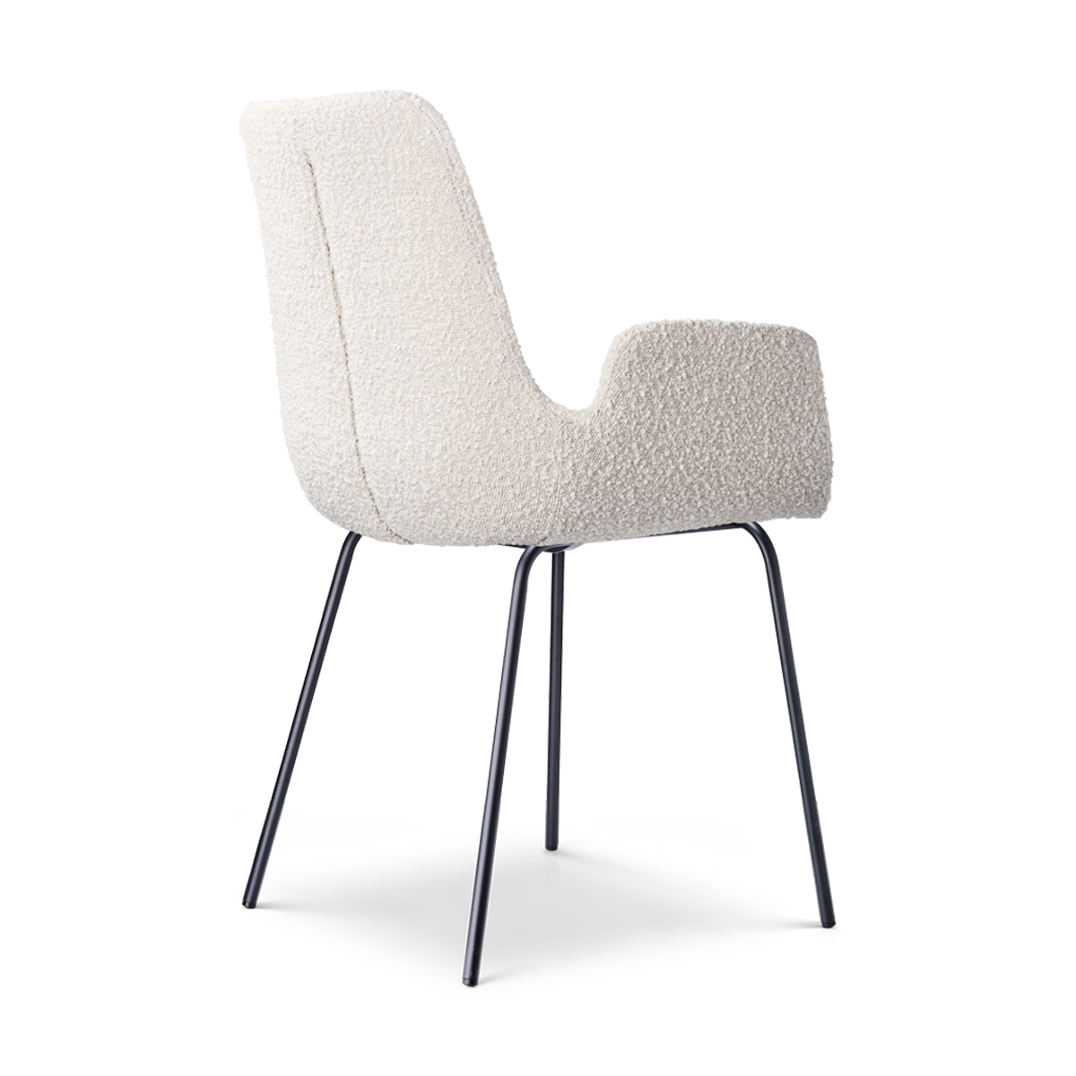Eetkamerstoel Nora-Eef bouclé beige - zwart onderstel