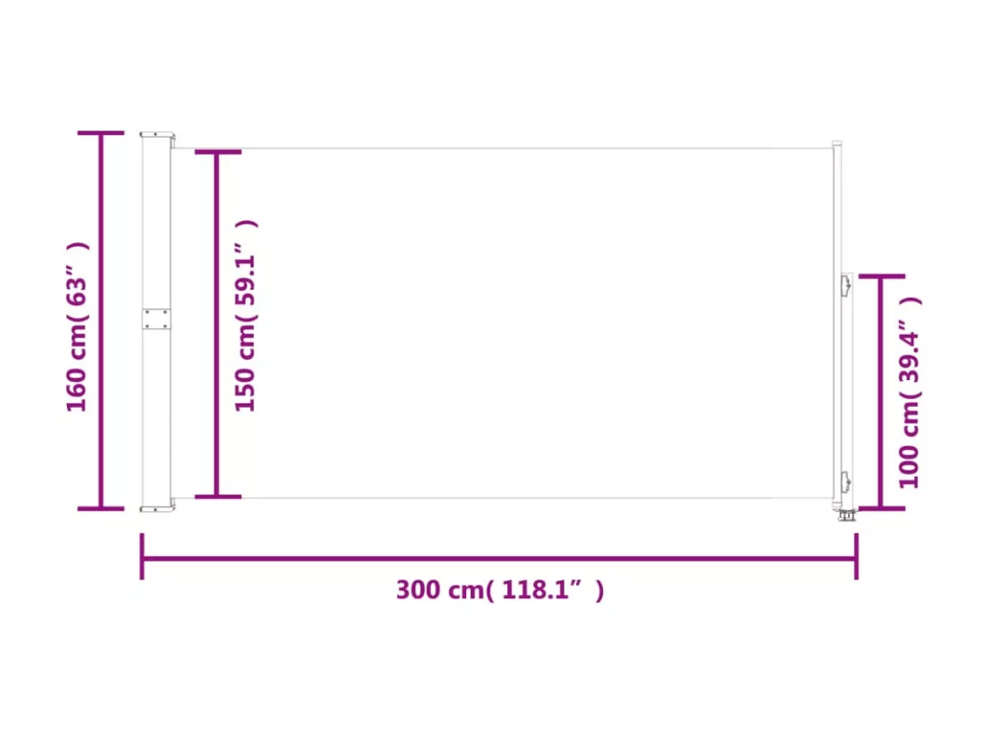 Auvent latéral rétractable de patio 160x300 cm Marron