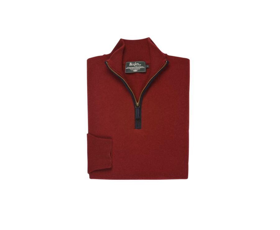 Pull laine col zippé Rouge Sombre - KEITHY