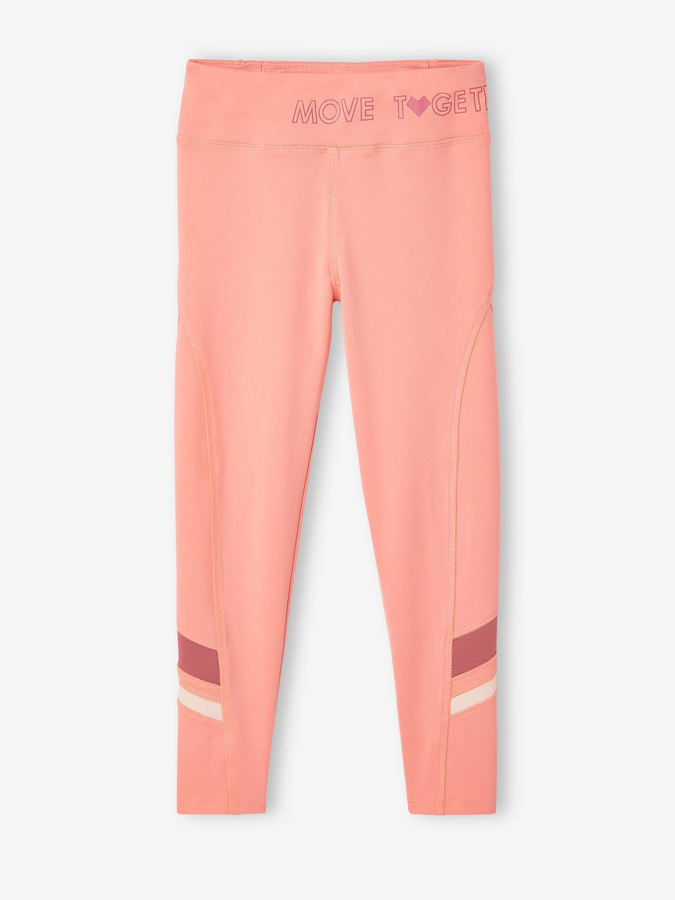 Leggings esportivas femininas em tecido técnico com elástico nos tornozelos, cor damasco.