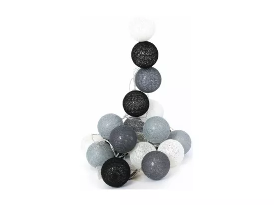 Guirlande à boules lumineuses 20 LEDS - 345 x D 6 cm - Gris