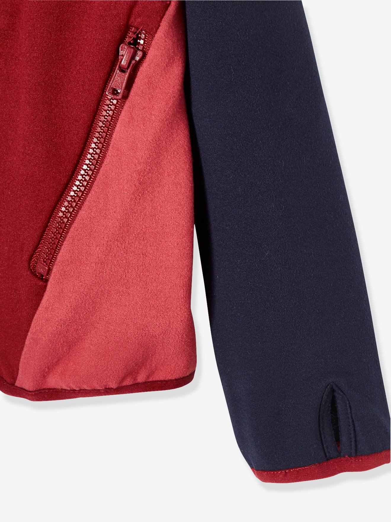 Moletom esportivo feminino, modelo liso azul escuro com efeito colorblock e estampas.