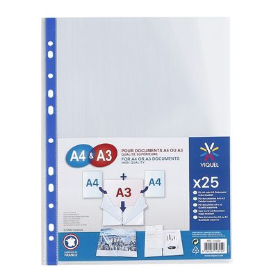 Viquel - 25 Pochettes perforées - A4 et A3
