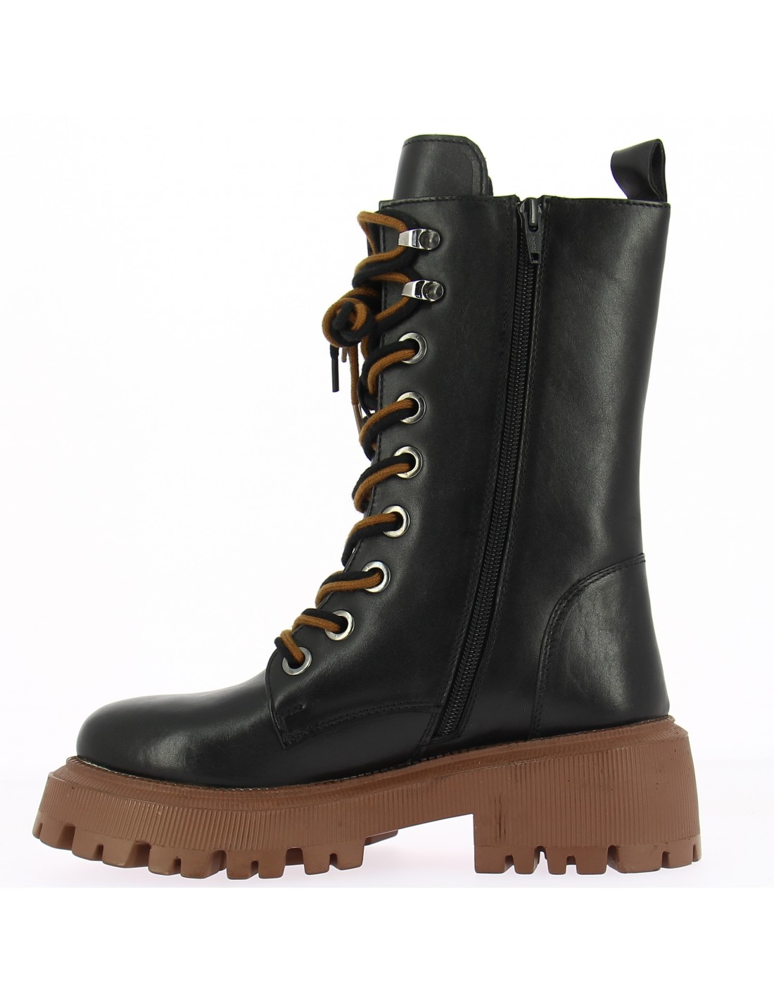 kharisma bottines à talons femme cuir noir semelle chocolat