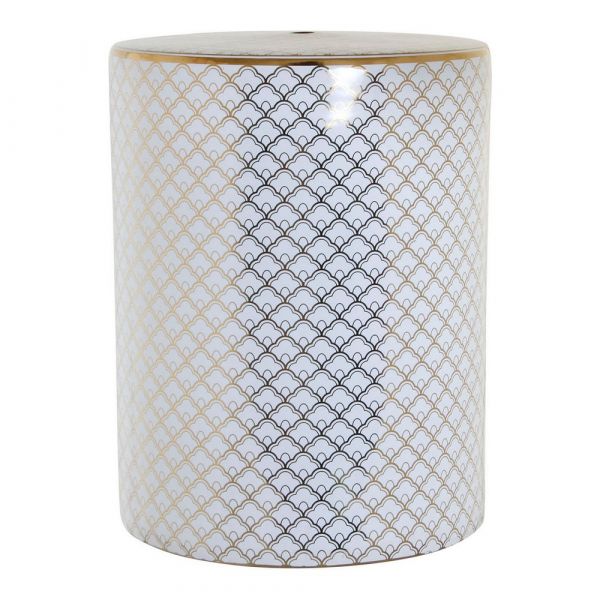 DKD Home Decor Mesa de Apoio Branco Porcelana Dourado (33 x 33 x 42 cm) - S3015246