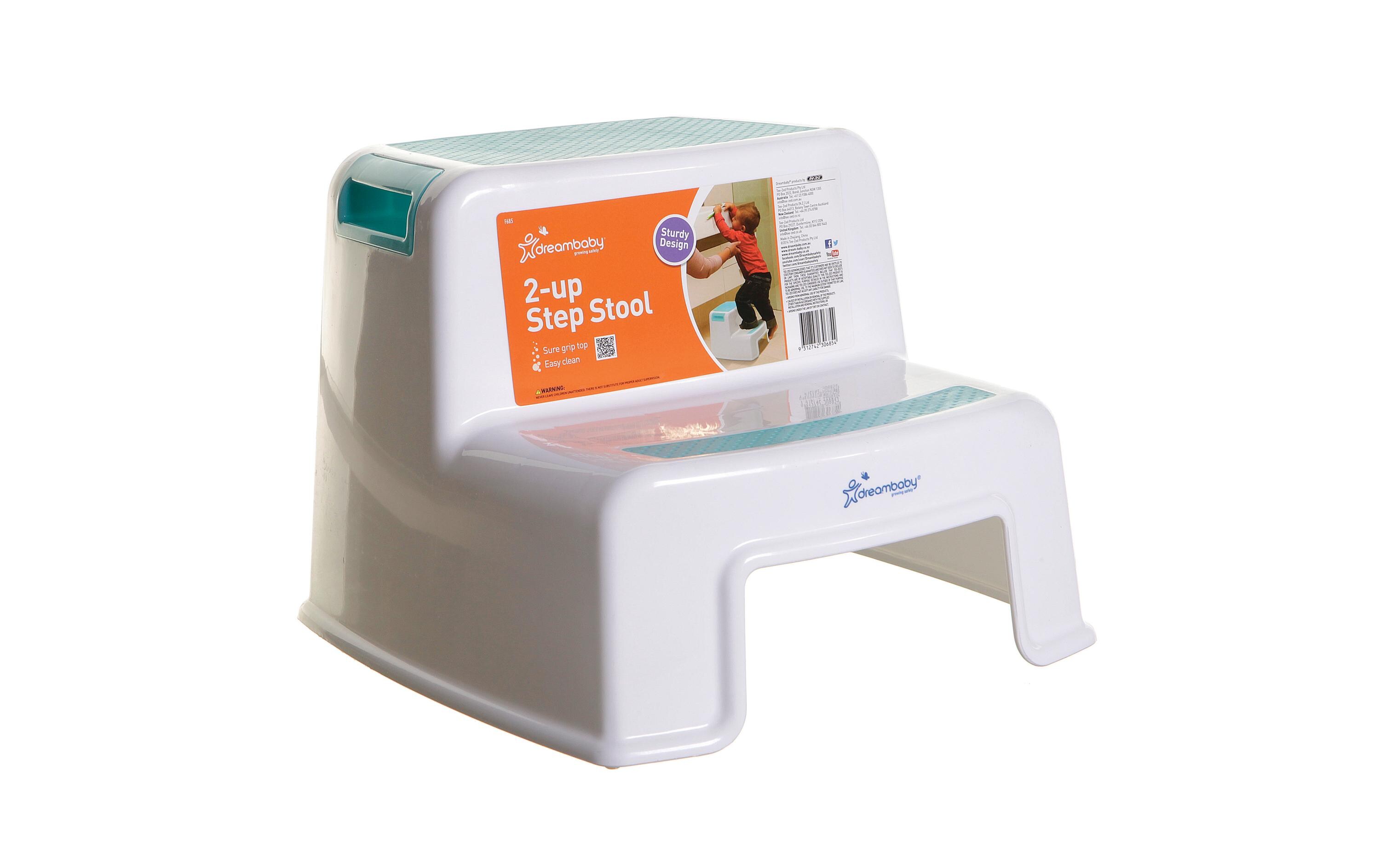 Zweistufenschemel Aqua/Weiss2-Stufen Tritthocker