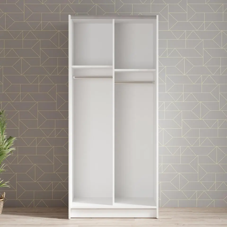 Meubella - Kledingkast Salta - Wit - 80 cm - Met spiegel