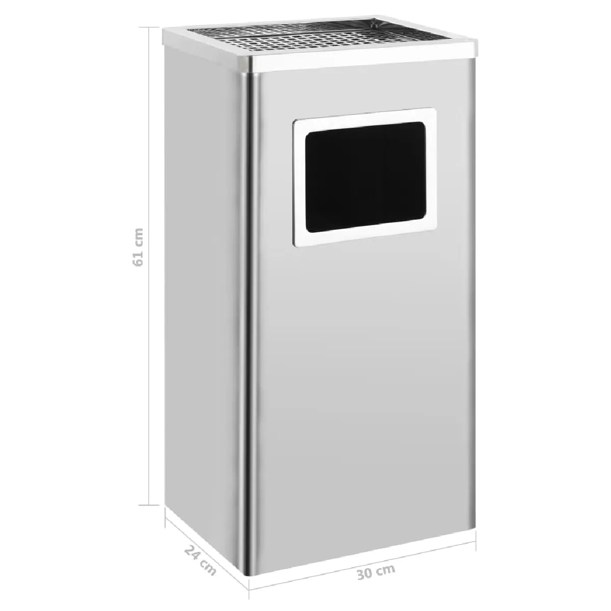 vidaXL Poubelle cendrier - 45L - Argenté