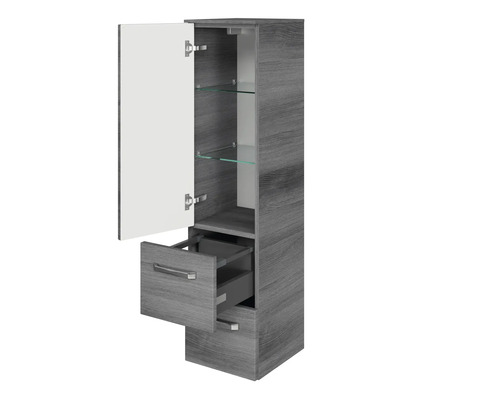 Jungborn VENTITRE halfhoge kast, BxHxD 30 x 121 x 33 cm, frontkleur grafiet, horizontale houtnerfstructuur