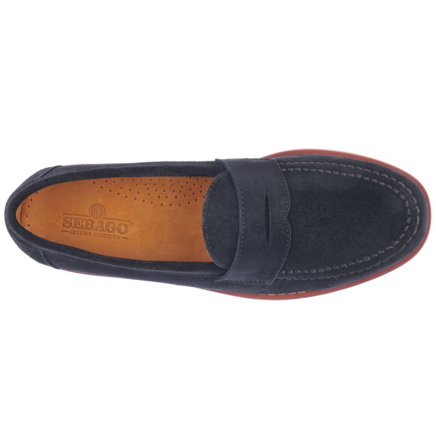 RYAN SUEDE POLARIS BLUE NAVY red MOCASSIN-Mocassin pour homme en suede