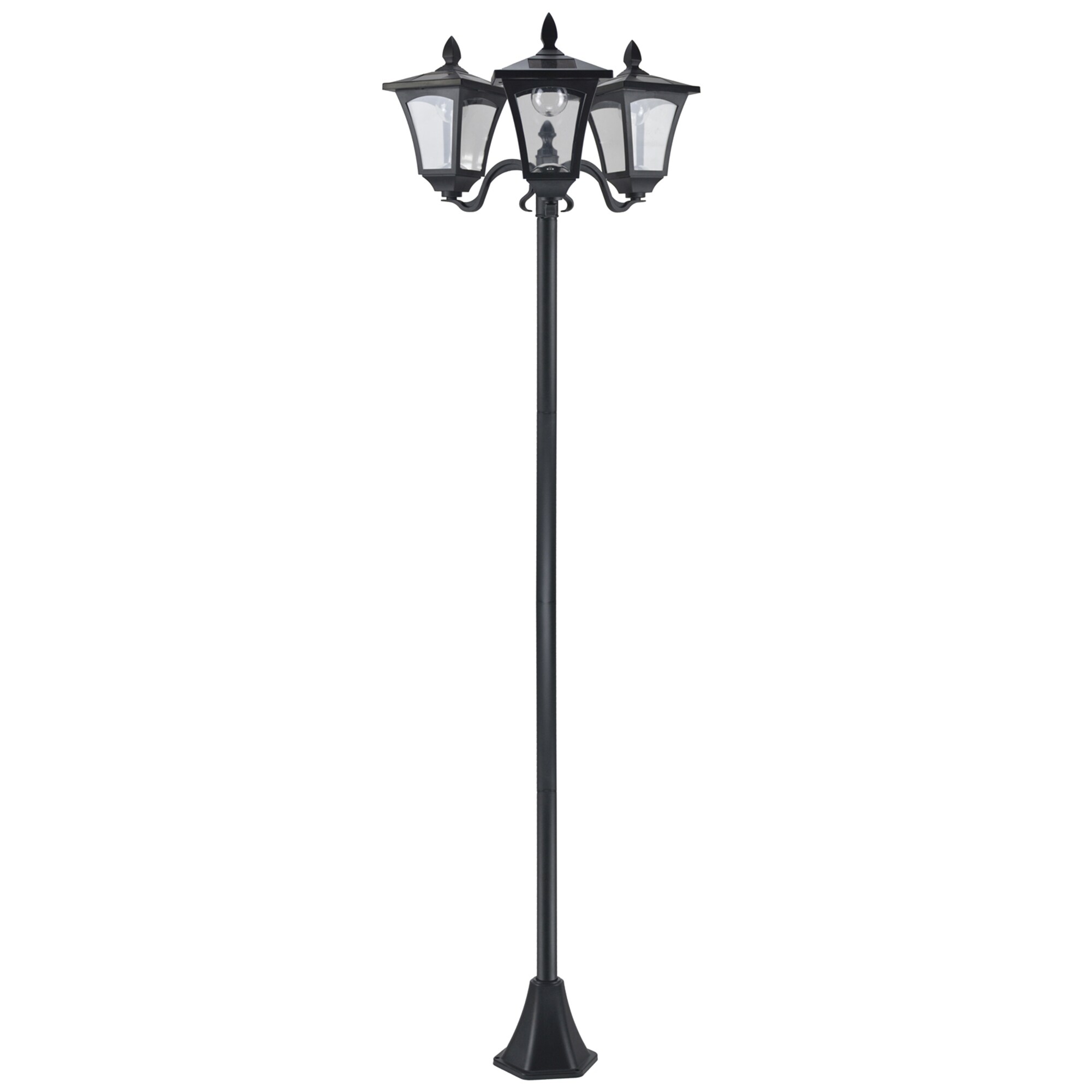 Outsunny Solar Gartenleuchte mit 3 Lampen schwarz 51,5L x 47B x 182,5H cm