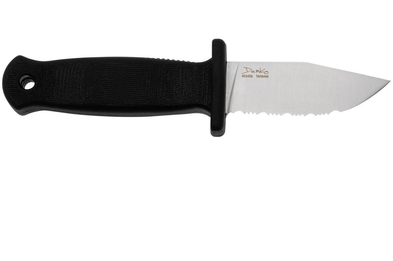 Demko Knives Armiger 2 Serrated Clip Point ARM2-4034SS-CP-SERR Black TPR, nekmes