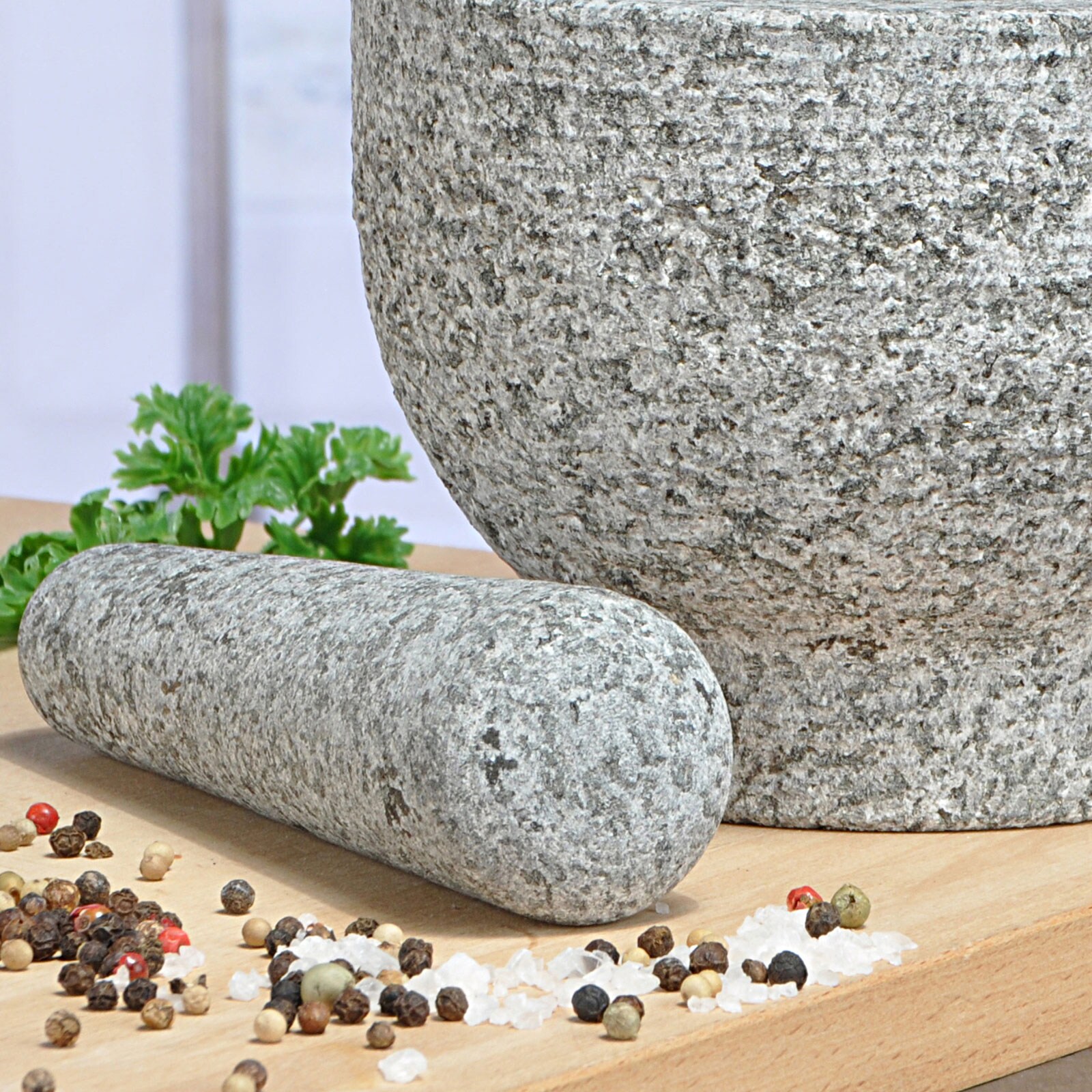 HI Granitmörser Küchen Mörser Stößel Gewürzmörser Gewürzmühle Granit Stein Ø 15