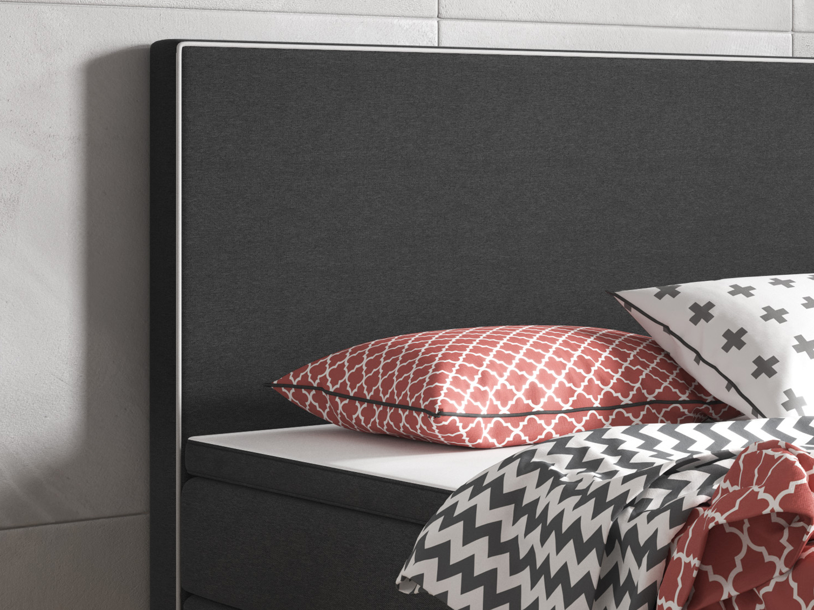 Boxspringbett - anthrazit - mit Topper - H3 - 180x200 cm