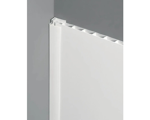 Witte kunststof eindkap, clipbaar, voor paneeldiktes 8-10 mm, 10x22x2600 mm