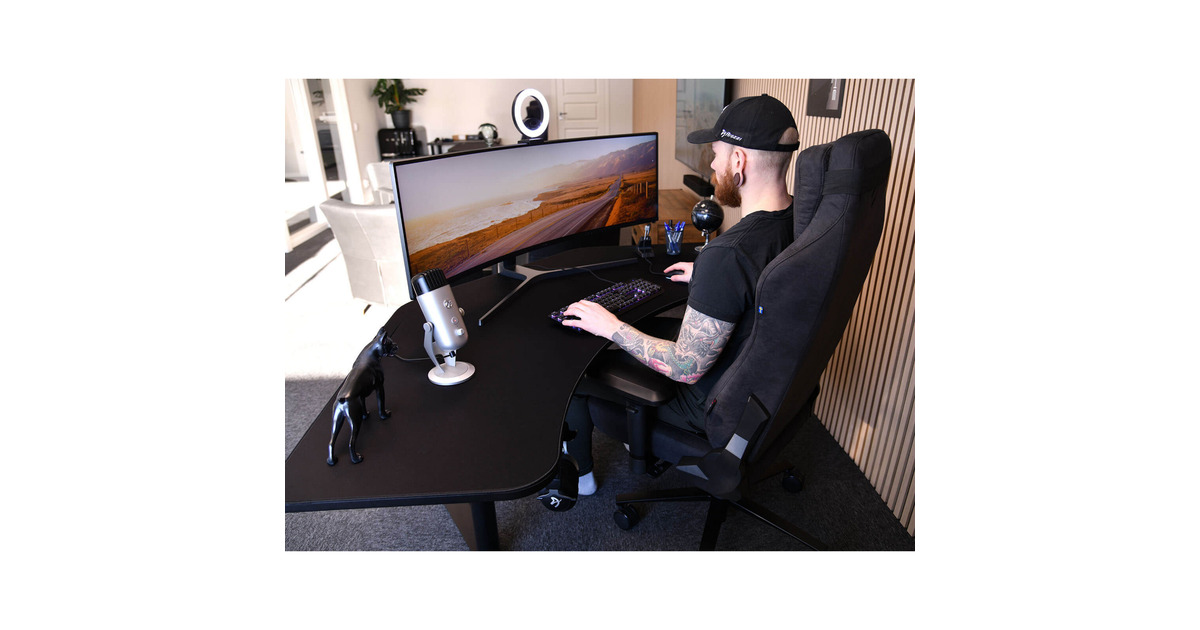 ArozziArena Angelo - Pure Black gaming desk  (Zwart)