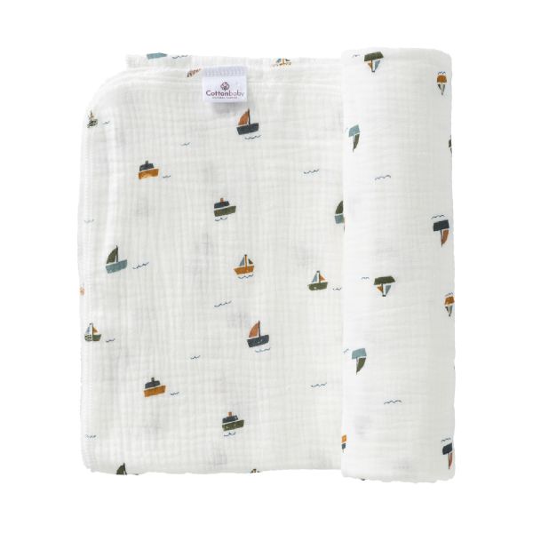 Cottonbaby Soft Multidoek - 120x120 cm - Boats At Sea