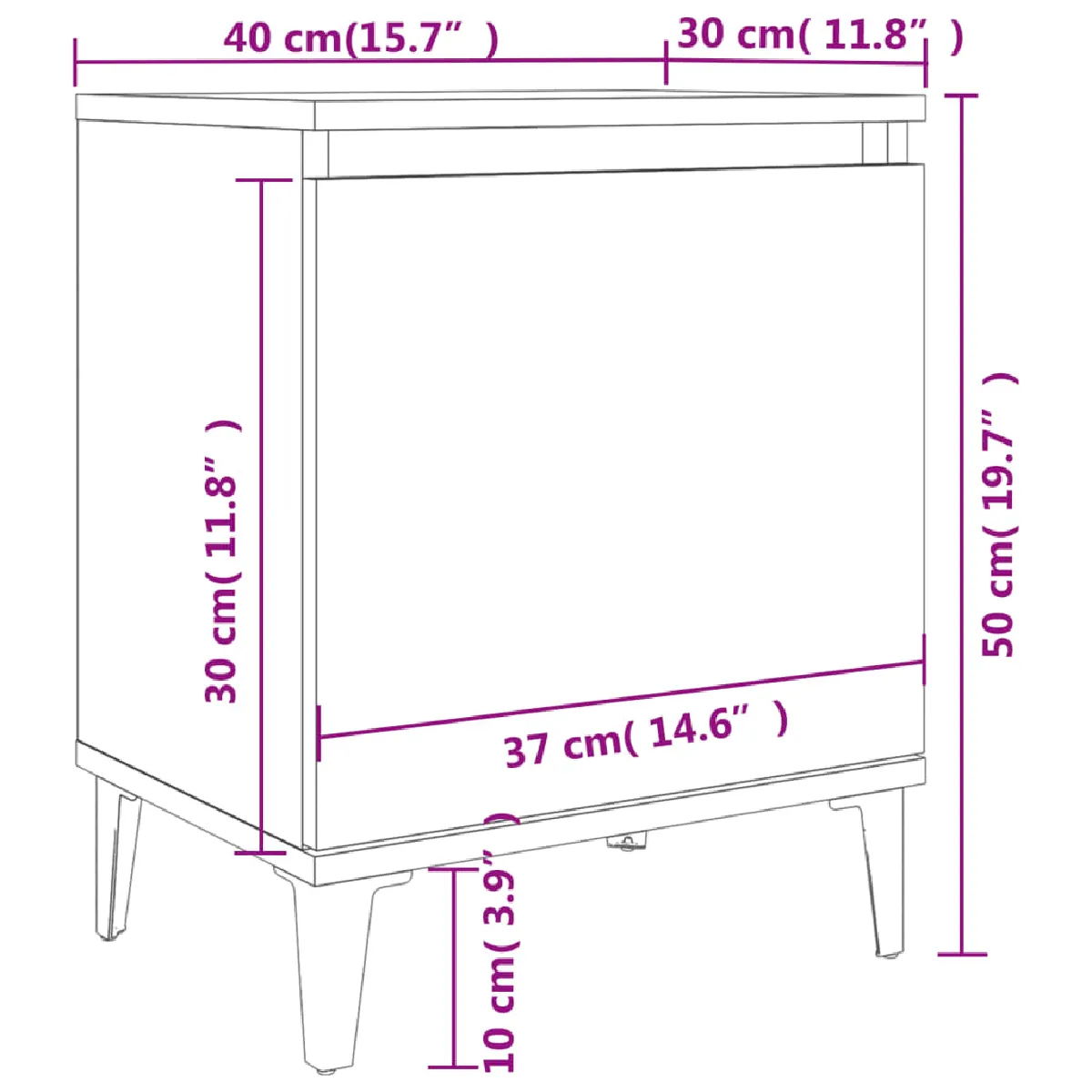 vidaXL Table de chevet - Chêne Marron