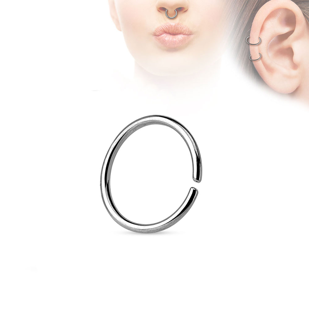 (8mm / 1mm) Helix / Tragus / Septum 316L Chirurgenstahl Mehrzweck Piercing Ring - Silber
