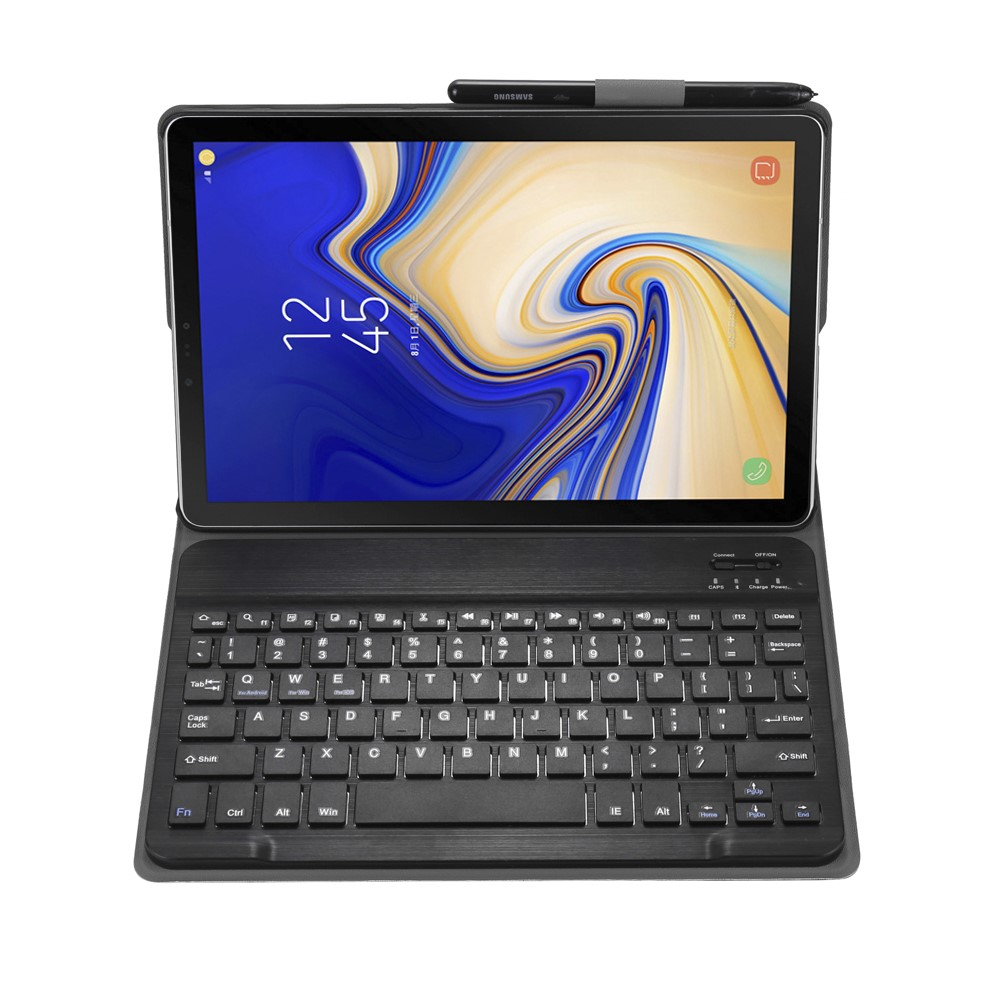 Samsung Galaxy Tab A 10.5 Leder Tasche Magnet Bluetooth Tastatur Abnehmbar (QWERTY) - Schwarz