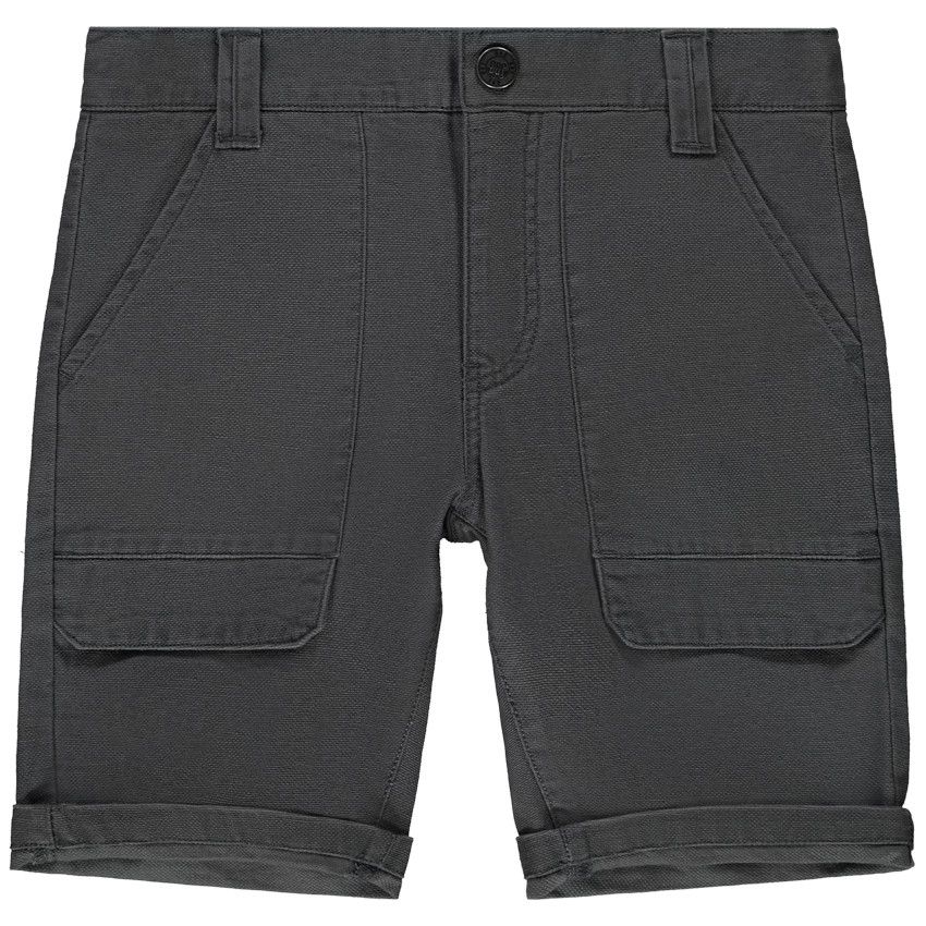 Bermuda en coton uni avec empiècements volets pour garçon - Gris foncé