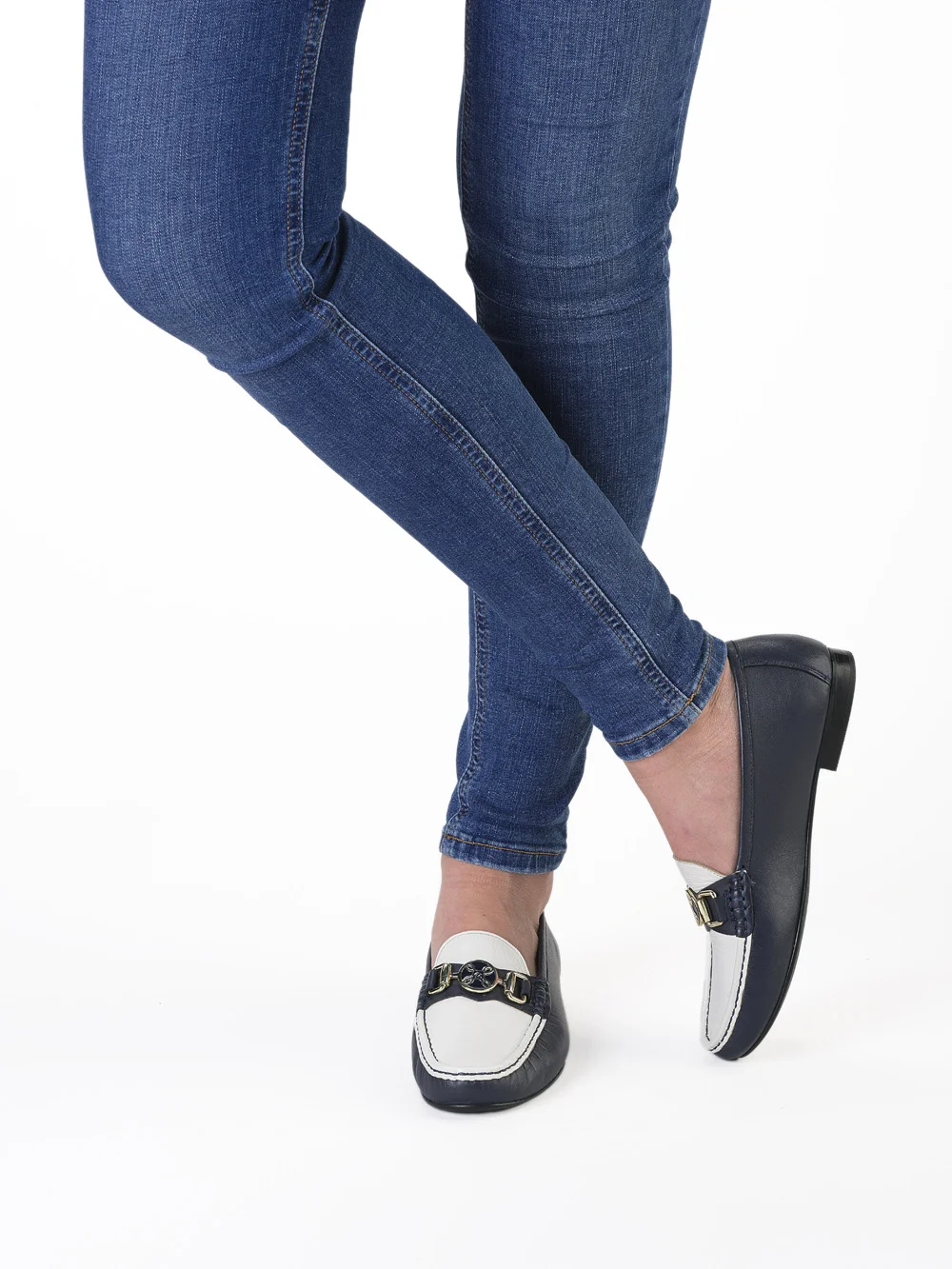 Slipper Atlanta blau weiß