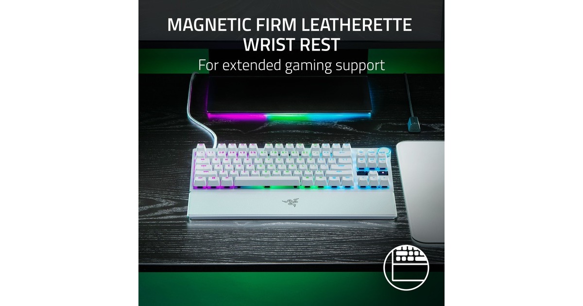 RazerHuntsman V3 Pro TKL, gaming toetsenbord  (Wit, US lay-out, Razer Analog Optical Gen 2, RGB leds, TKL, PBT double-shot)