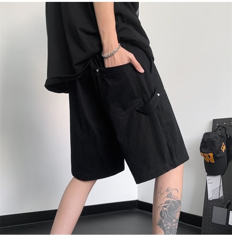 Mimiyox - Mid Rise Effen Cargo Shorts met Studs