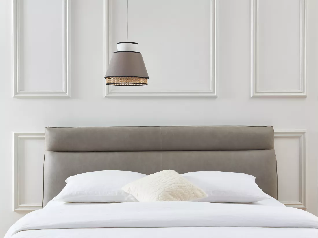 Suspension scandinave cannage- Naturel et Taupe - D.35 x H.120 cm - KLAUS
