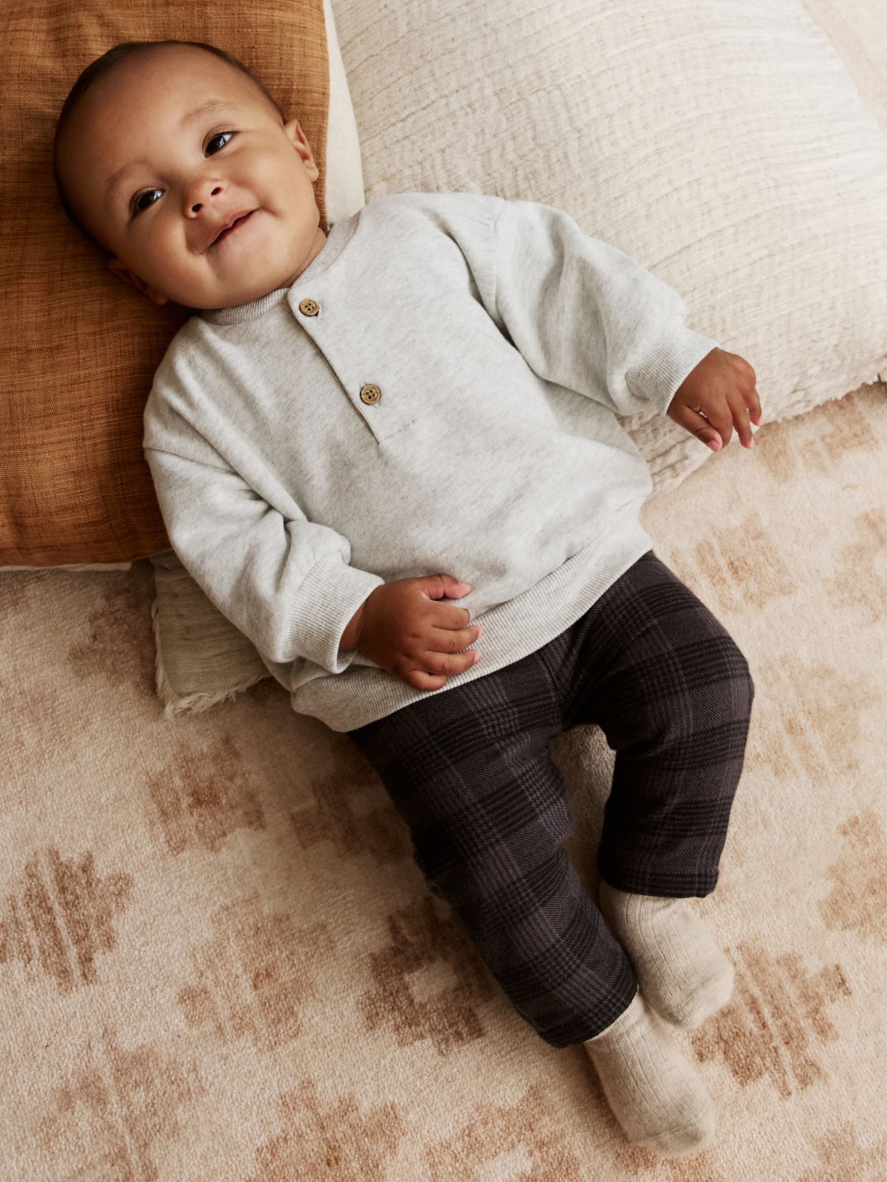 Grijs geruit - Set van babysweatshirt en broek (0mnd -2jr)