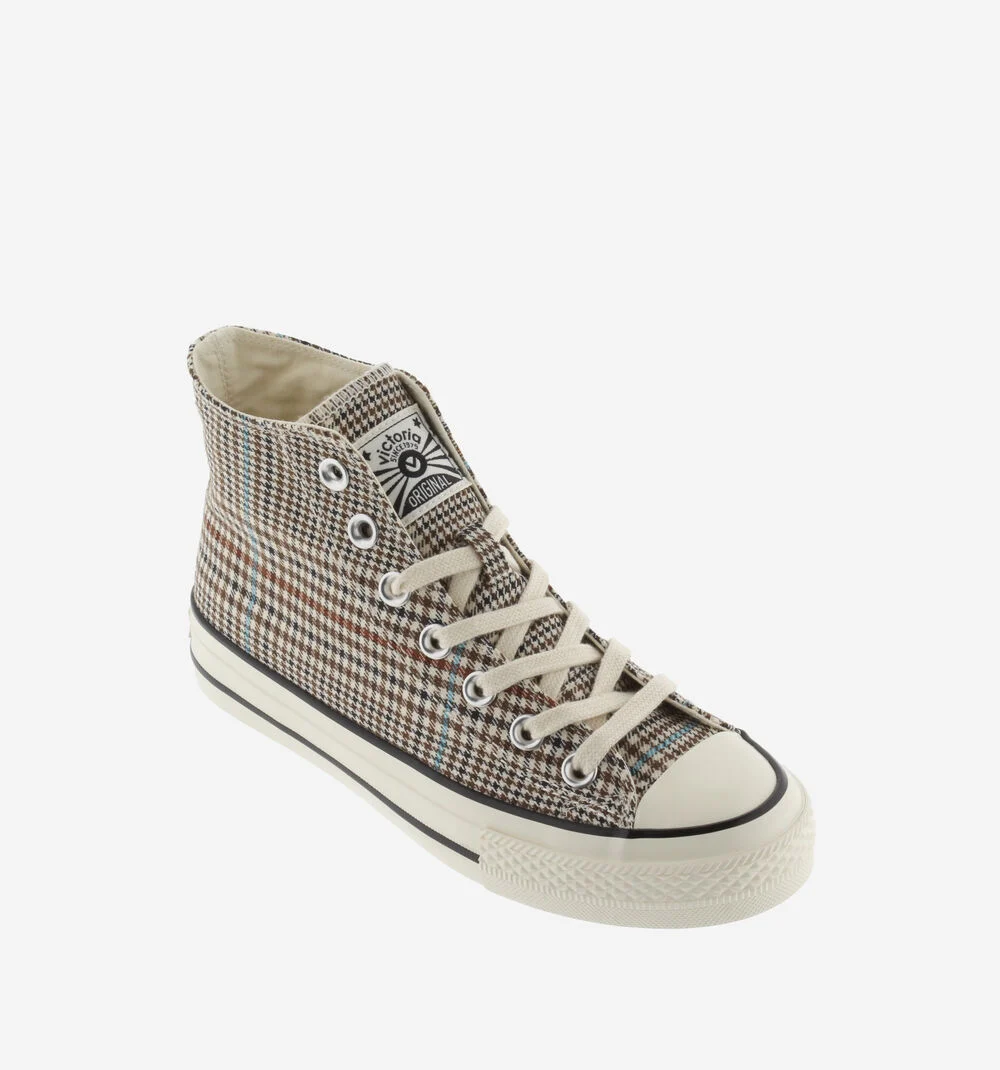 TRIBU BRILLANCE CARREAUX Baskets montantes pour femmes à carreaux TAUPE