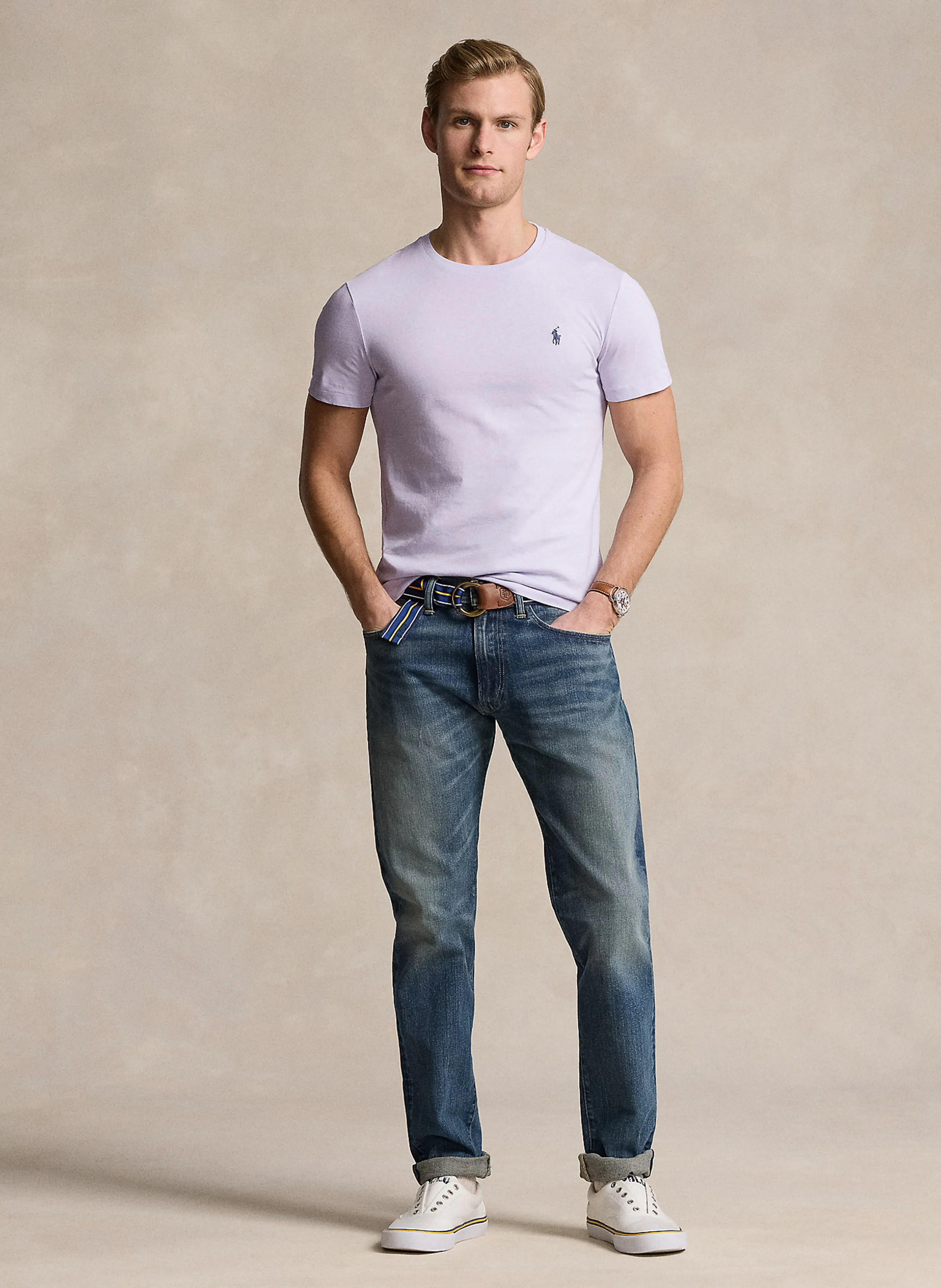 Tee-shirt col rond regular-fit en coton | Violet