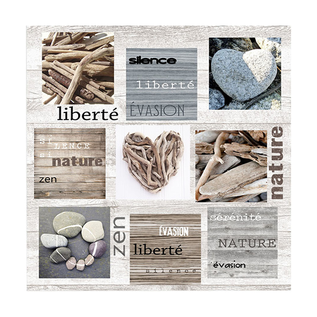 Lot de 20 serviettes de table jetables en papier décor zen et liberté 33x33cm