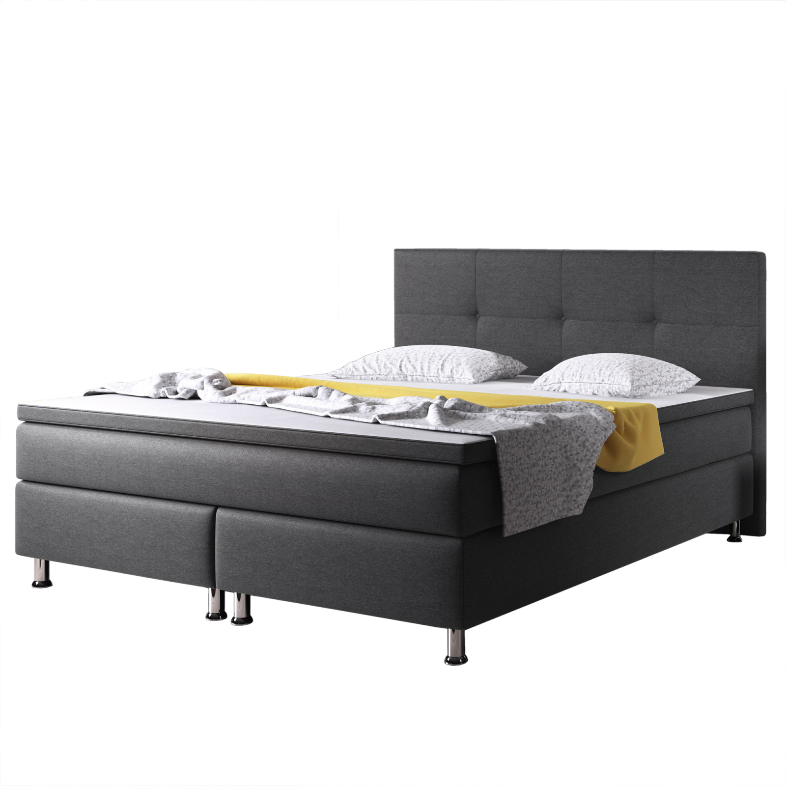 Boxspringbett - anthrazit - H3 - Webstoff - 180x200 cm