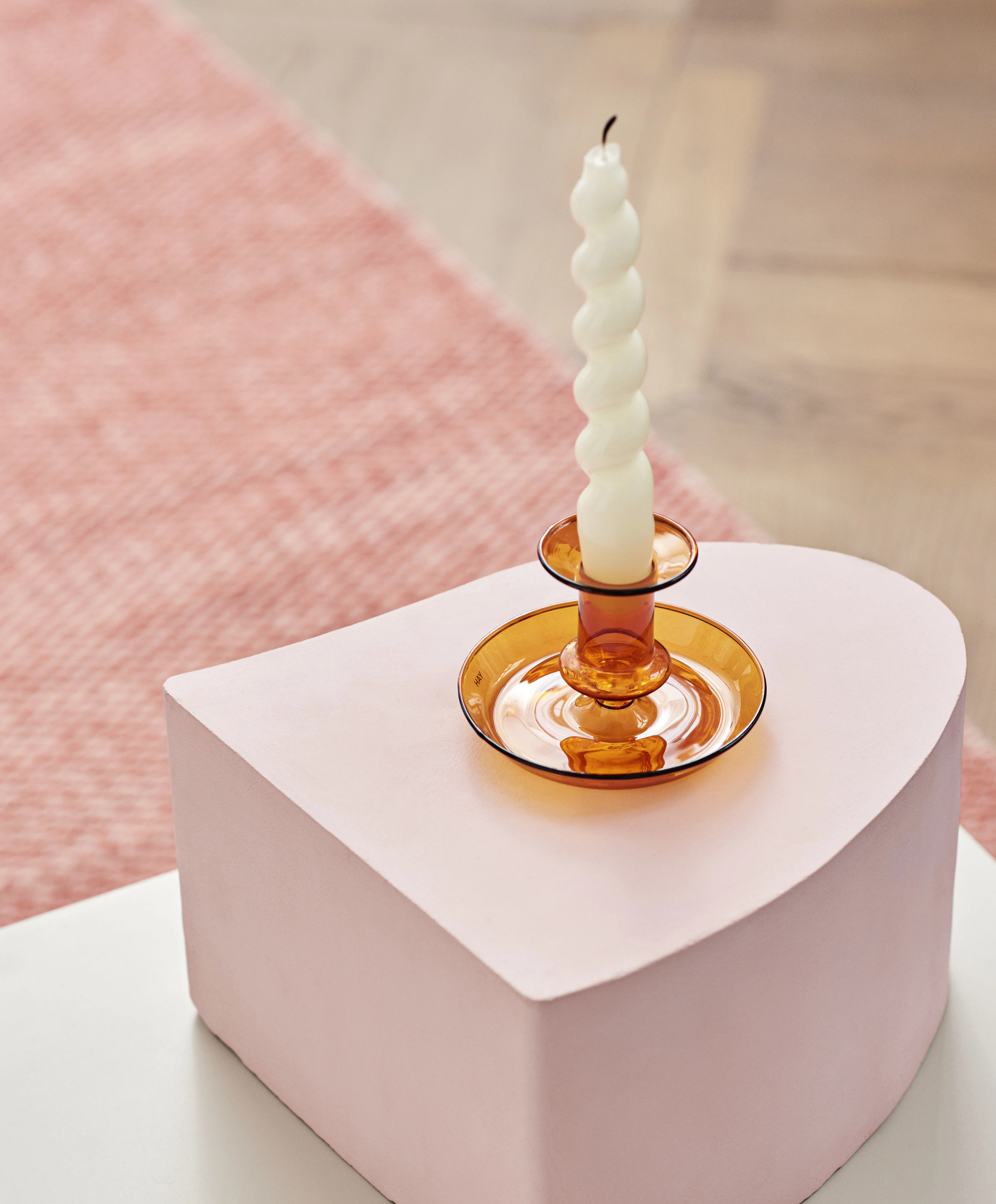 FLARE STRIPE MILK SMALL - Bougeoir verre | Orange