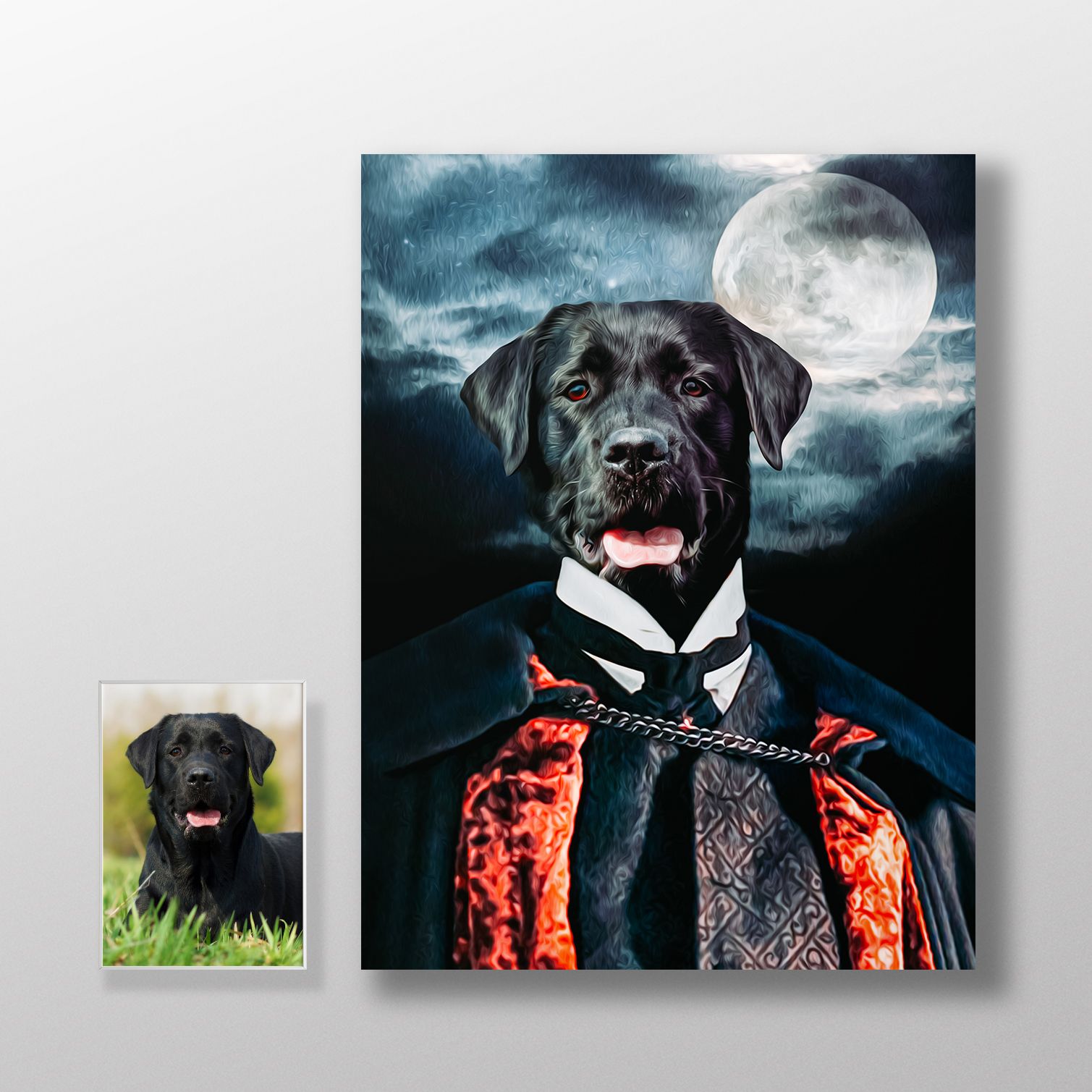 Pôster personalizado de retrato de animal de estimação com o tema Drácula