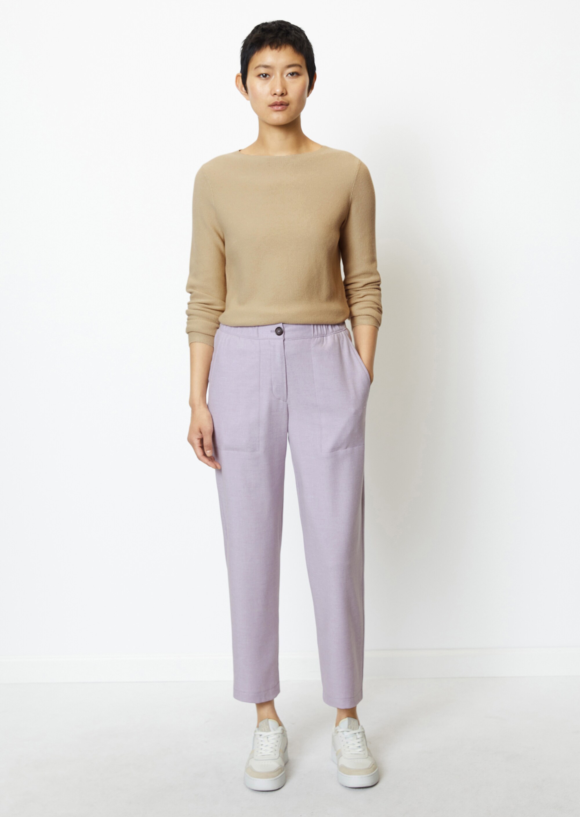 Elegante Cargo-Joggpants aus Viskose-Wolle-Mix