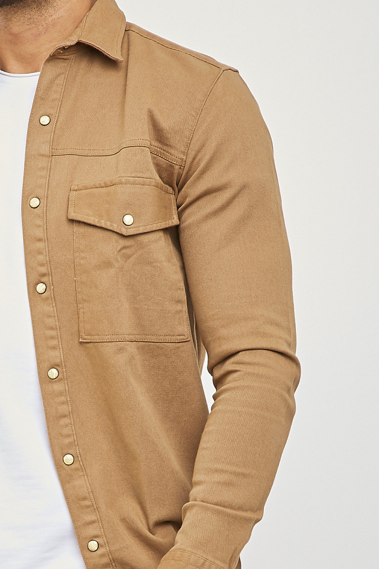 Chemise épaisse camel avec élastique