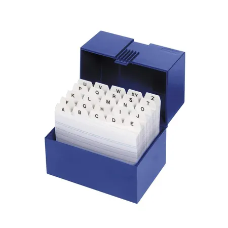 Herlitz Karteikasten mit 100 Karteikarten und Register, DIN A7, blau