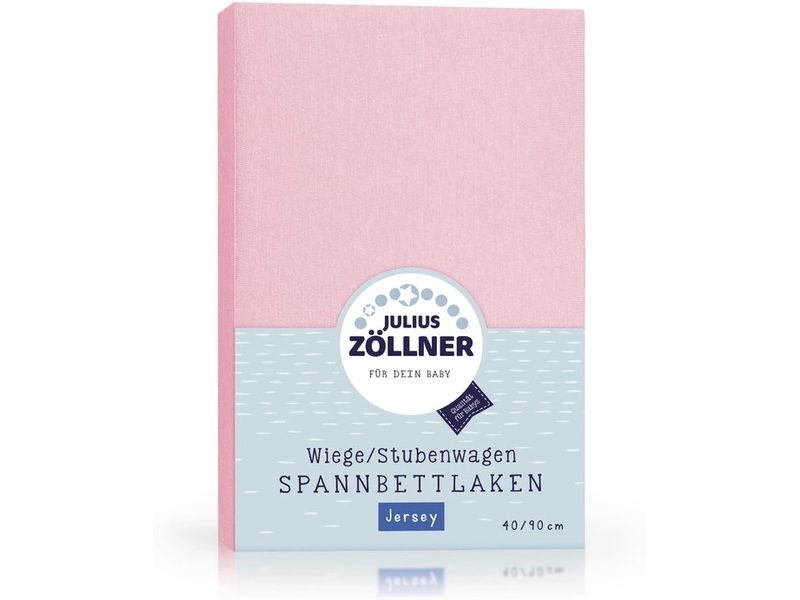 Julius Zöllner Fix-Leintuch Jersey 90 x 40 cm, Rosa Spannbetttuch aus 100% Baumwolle