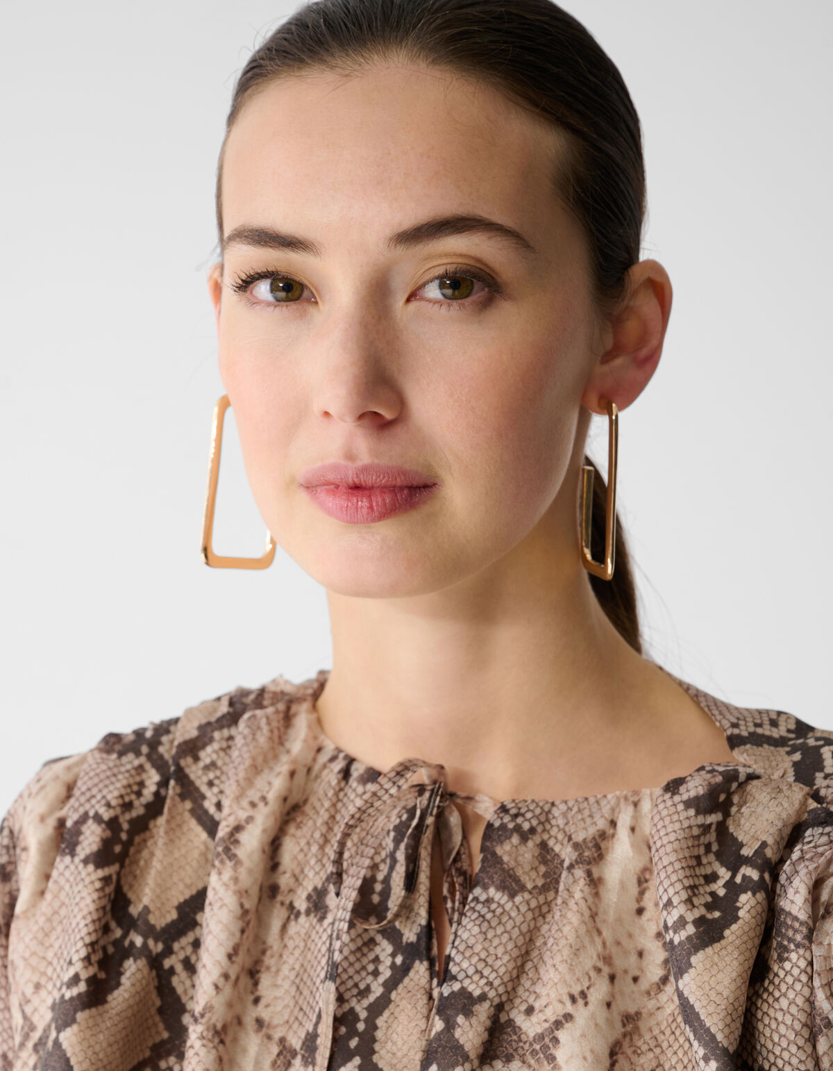 Snake Ruffle Mini Jurk Lichtbruin