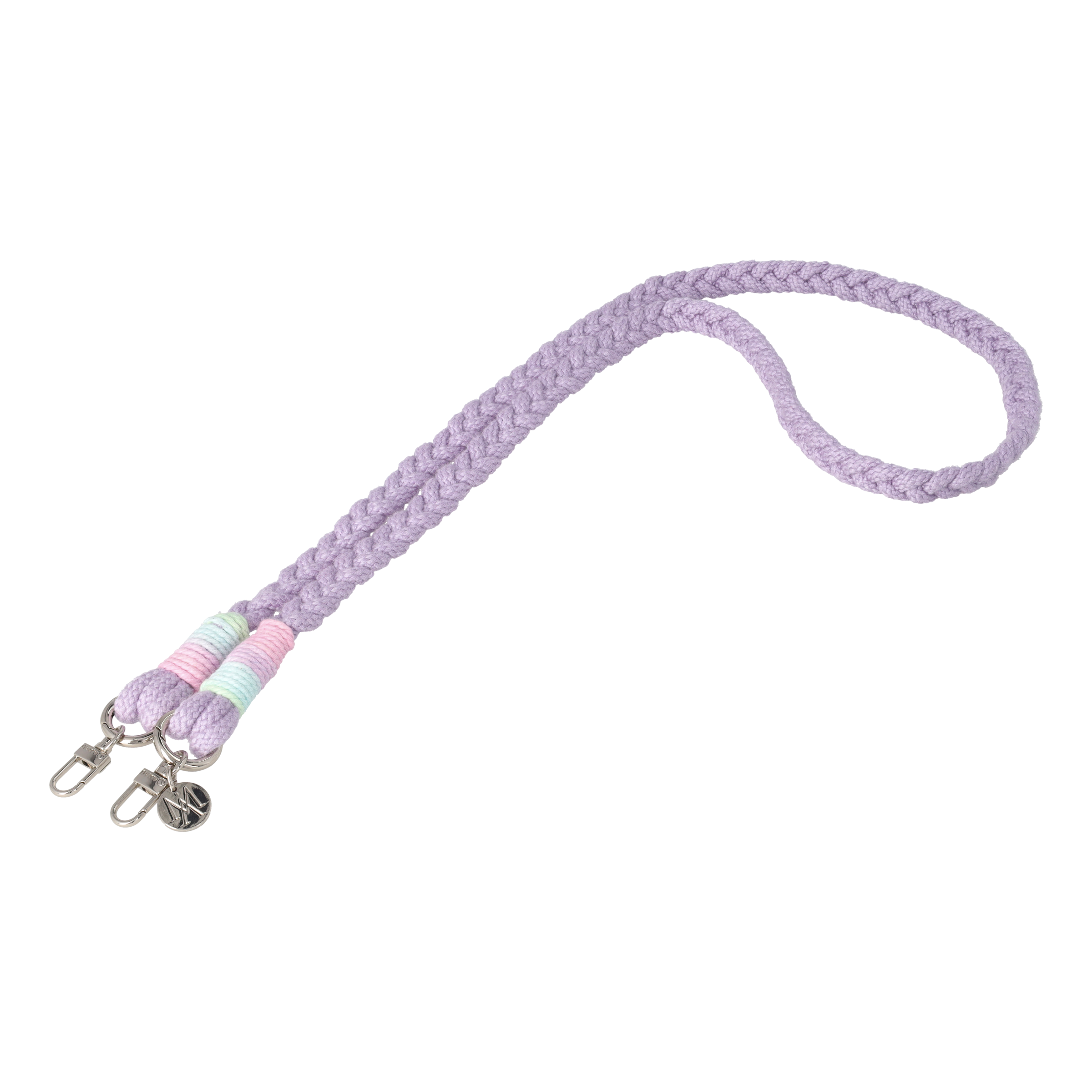 Handgemachte Handykordel Geflochtenes Umhängeband für Handyhüllen Silver - Lilac (Rainbow)