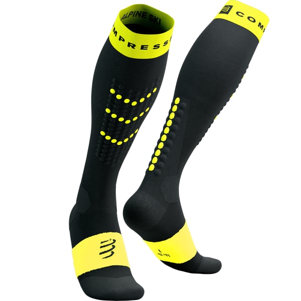 Chaussette de ski COMPRESSPORT ALPINE SKI FULL SOCKS BLACK/YELLOW