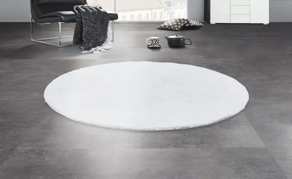 como Hochflorteppich Ø 120 cm Weiß