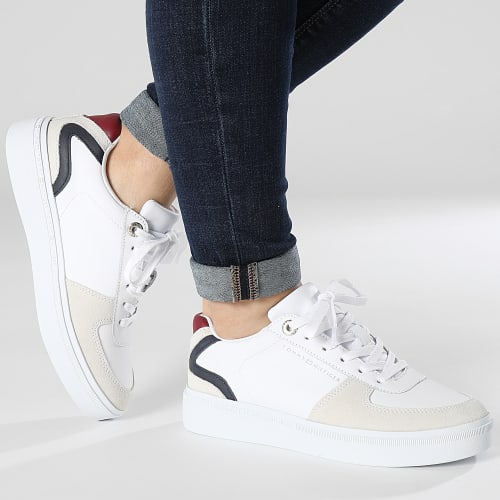 Baskets Leather Court 7107 Red White Blue