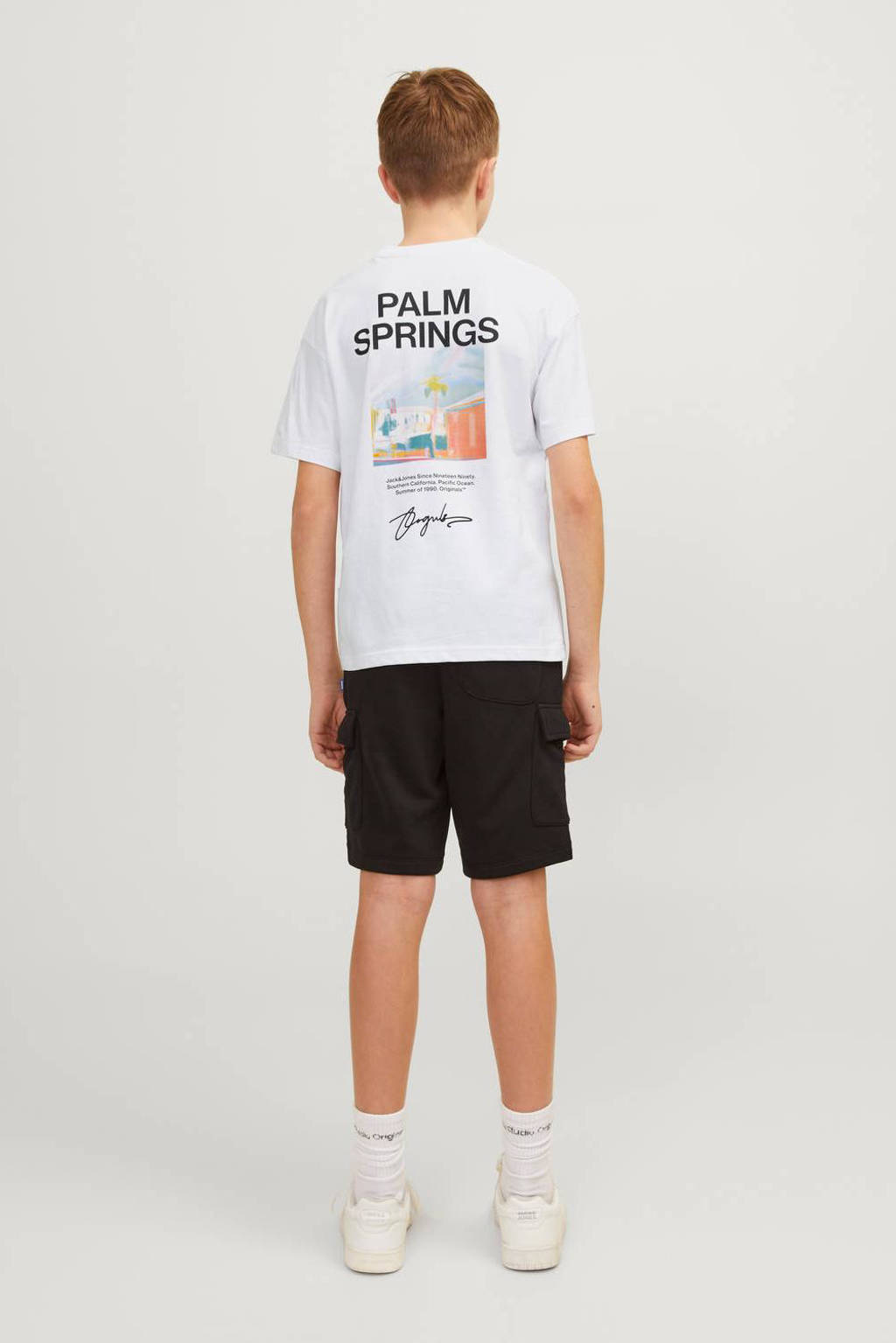 JACK & JONES T-shirt JORARUBA LANDSCAPE met backprint wit