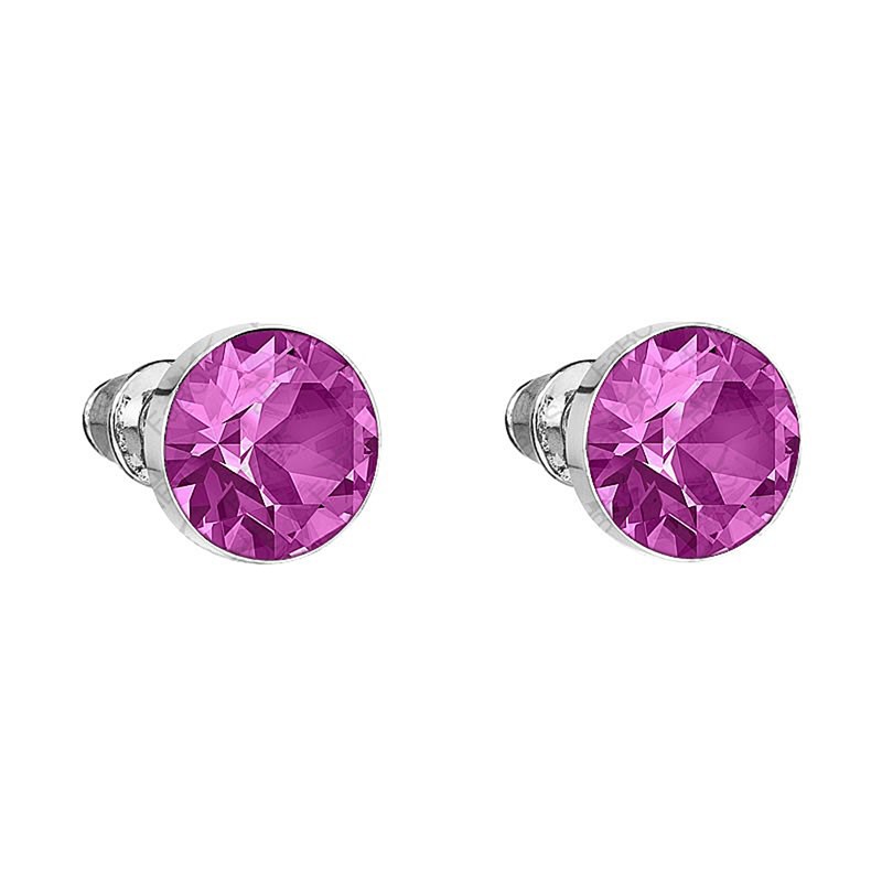Boucles d'oreilles cristal Swarovski Rose en plaqué Or Blanc et rhodié